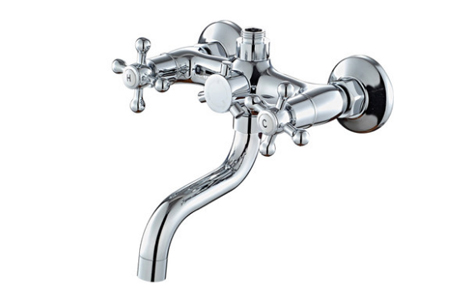 Double water mixing valve into the wall type cold and hot water faucet